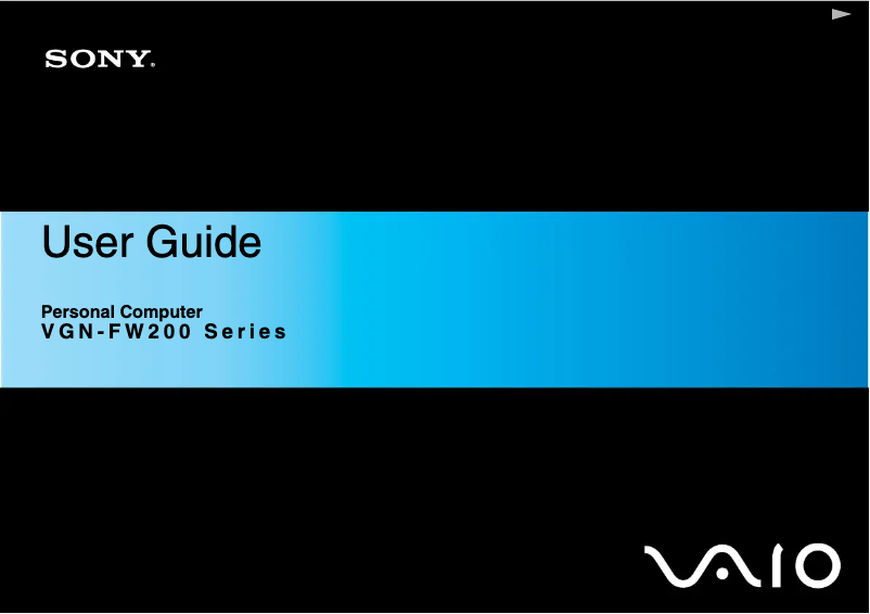 Page n°1 - Manuel utilisateur Sony Vaio VGN-FW290