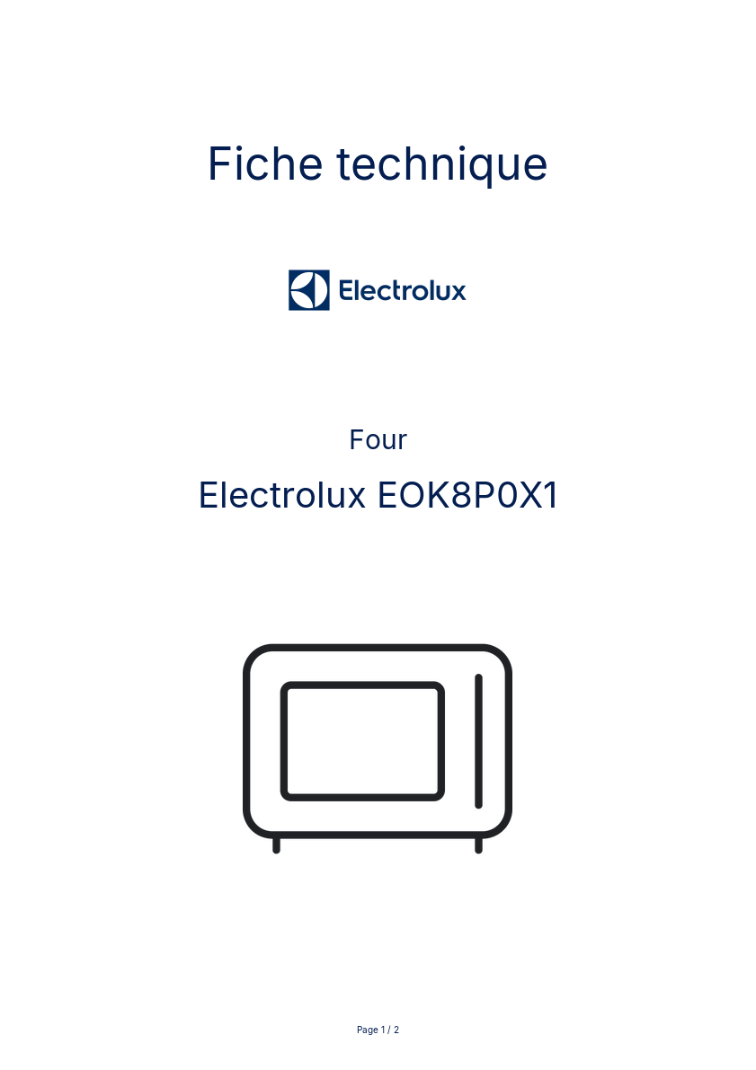 Page n°1 - Fiche technique Electrolux EOK8P0X1