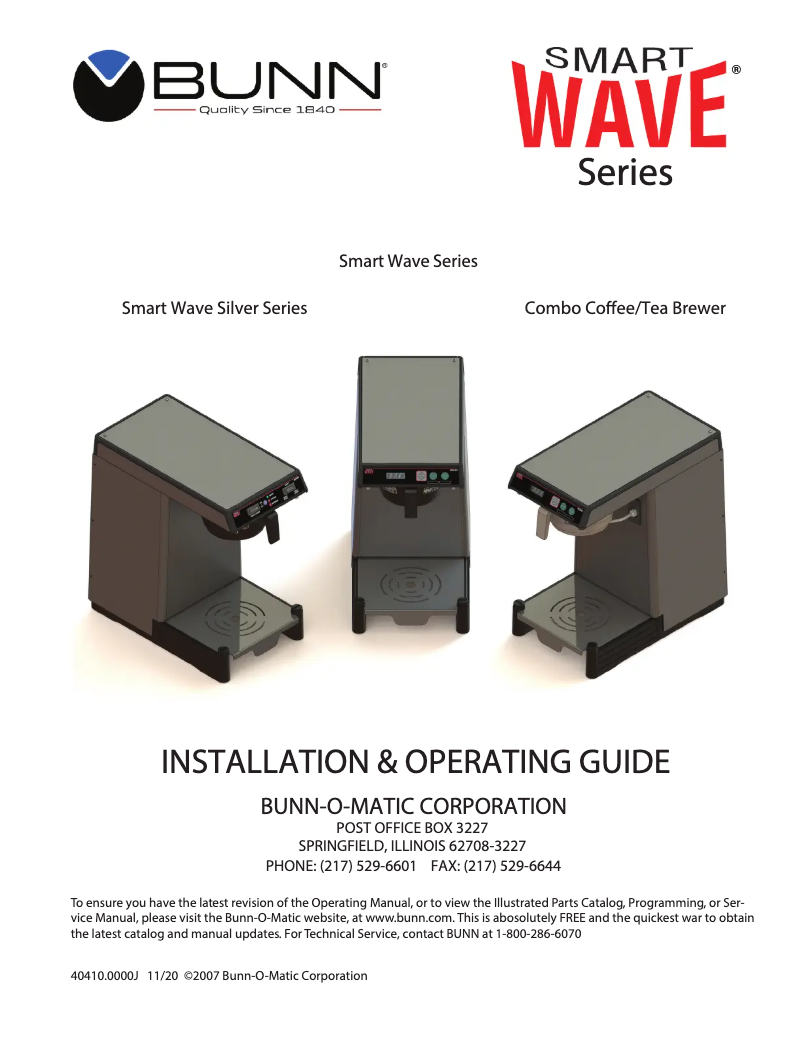 Page 1 de la notice Guide d'installation Bunn SmartWAVE