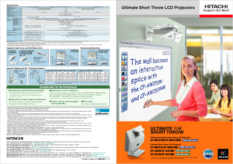 Page n°1 - Manuel utilisateur Hitachi CP-A301NM