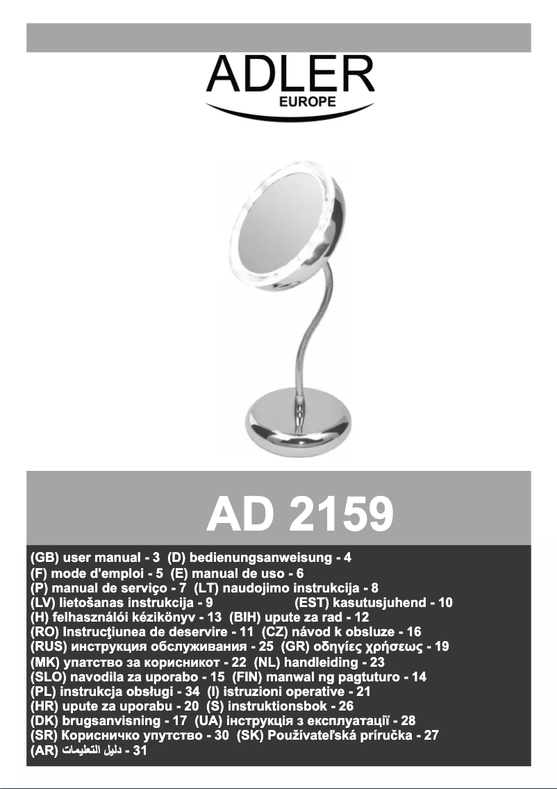 Page n°1 - Manuel utilisateur Adler AD 2159