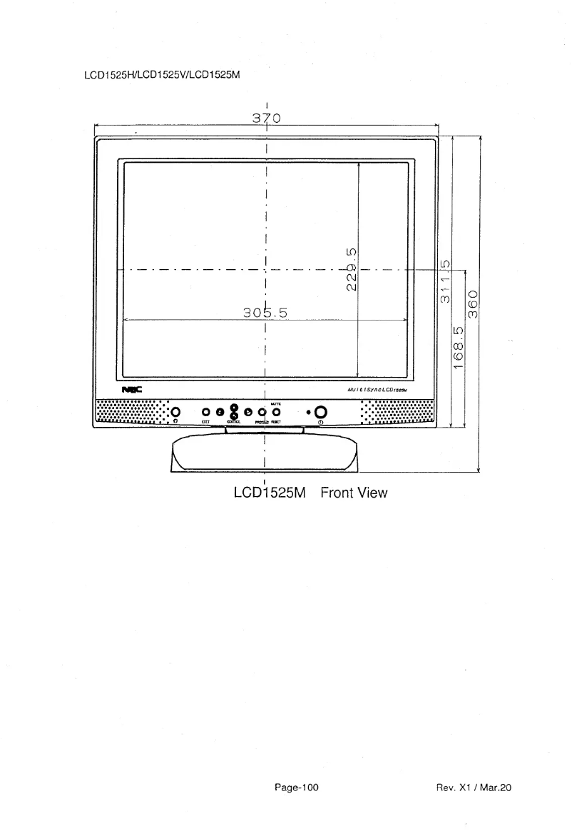 Imagen de la primera página del manual del dispositivo MultiSync LCD1525MBK