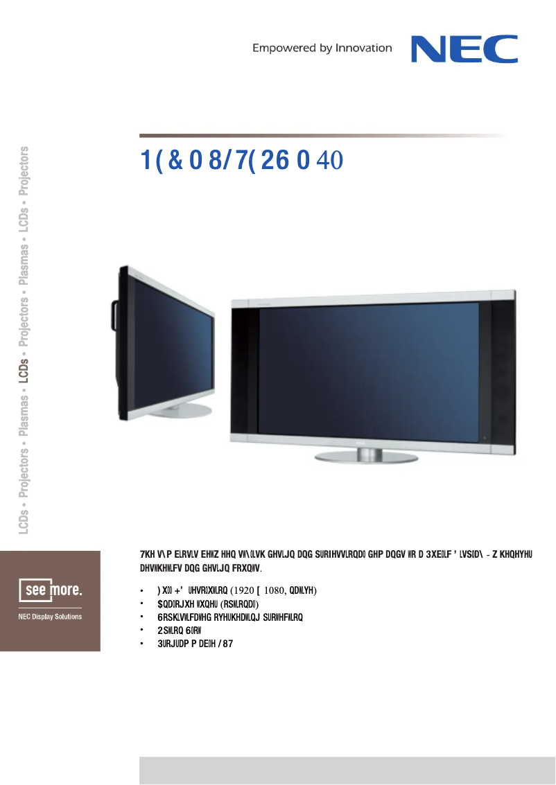 Página 1 del manual Ficha técnica NEC MULTEOS M40