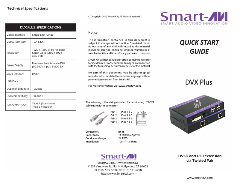 Página 1 del manual Manual de usuario Smart-AVI DVXU-TXS