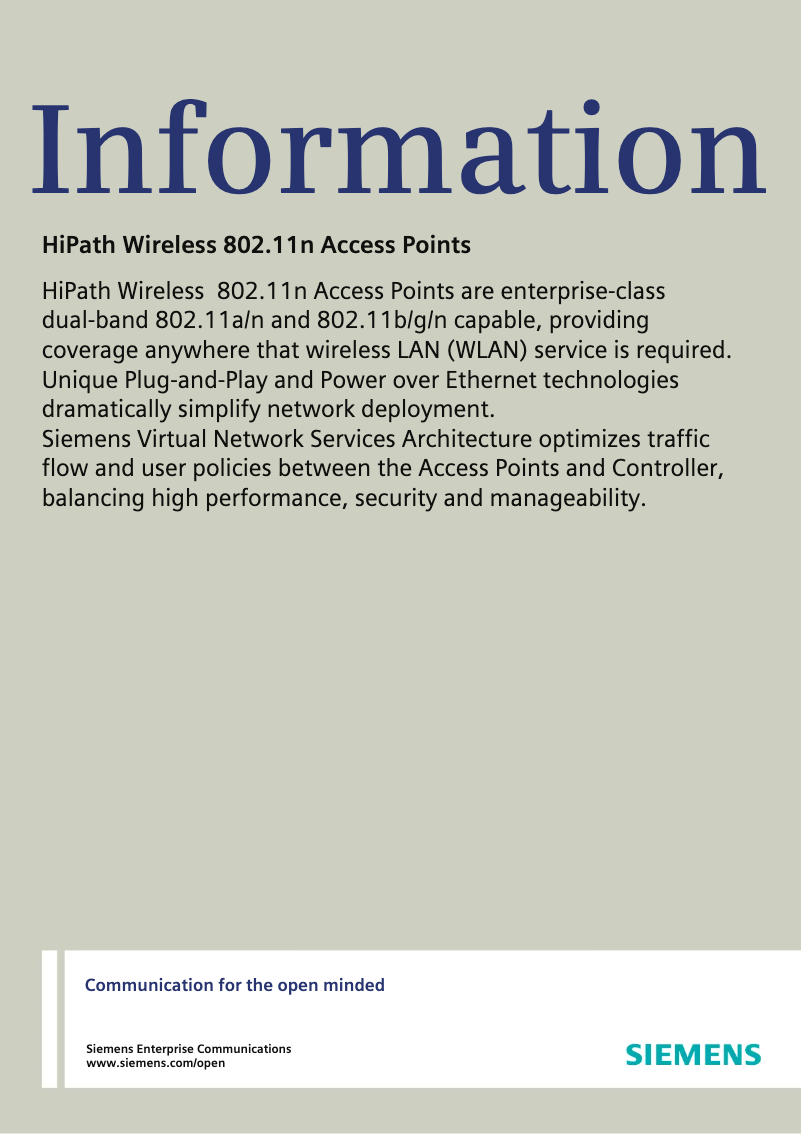 Page 1 de la notice Manuel utilisateur Siemens HiPath AP 3610