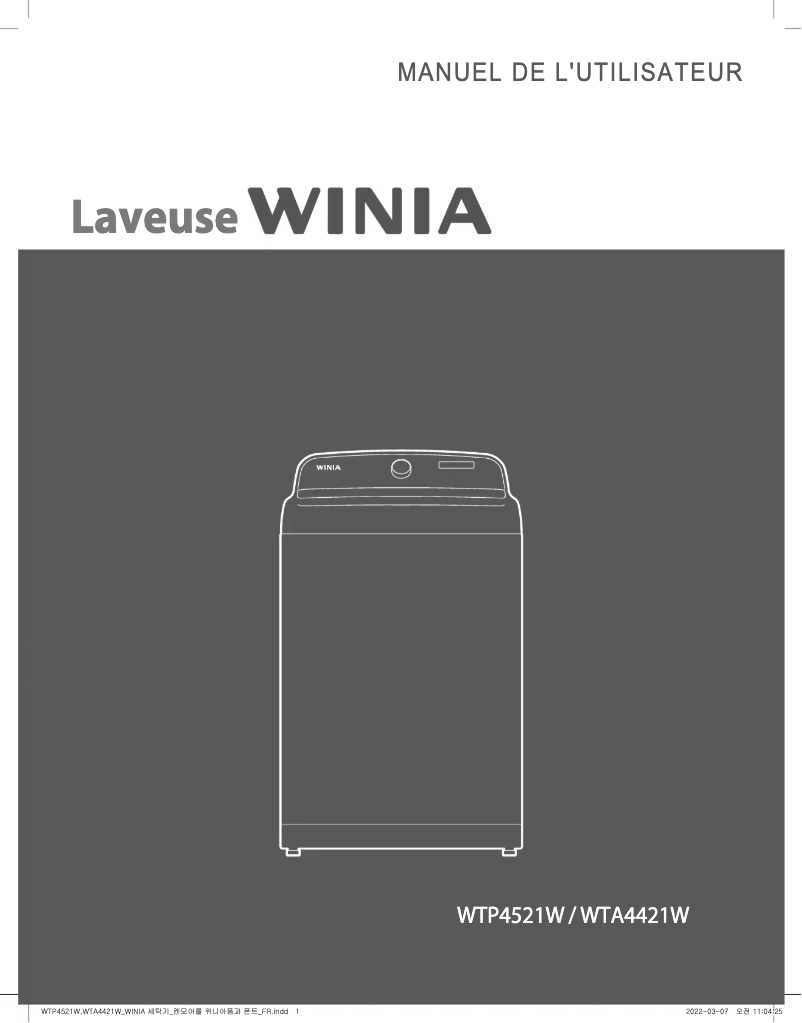 Page 1 de la notice Manuel utilisateur Winia WTA4421W