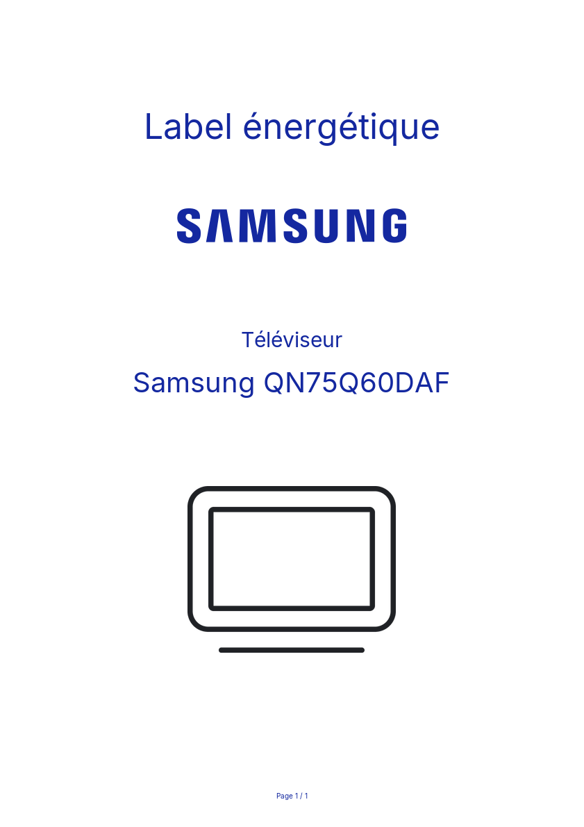 Page n°1 - Label énergétique Samsung QN75Q60DAF