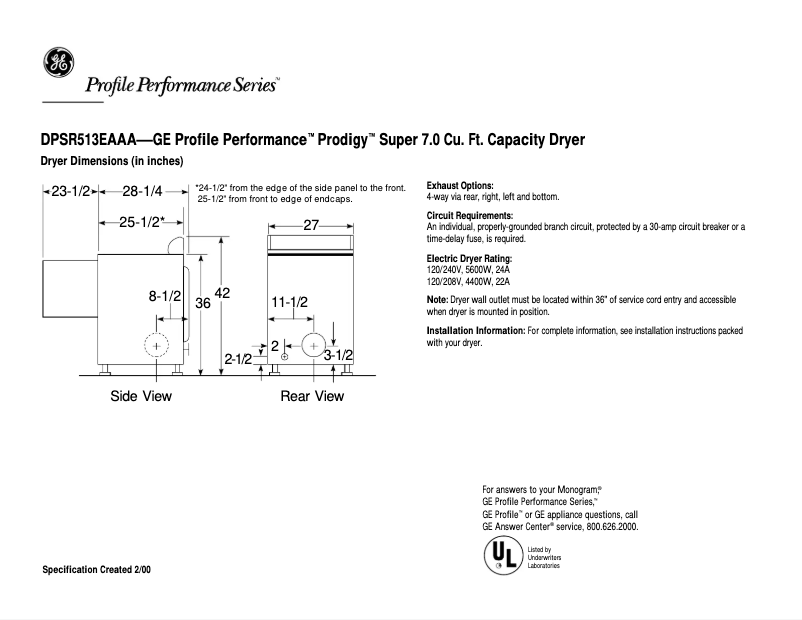 Image de la première page du manuel de l'appareil Profile Performance Prodigy DPSR513GAAA