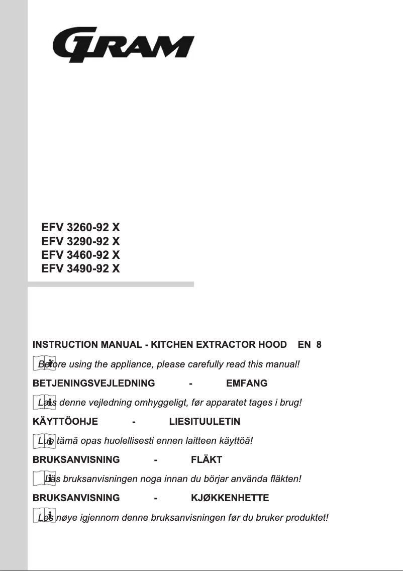 Page 1 de la notice Manuel utilisateur Gram EFV 3460-92 X