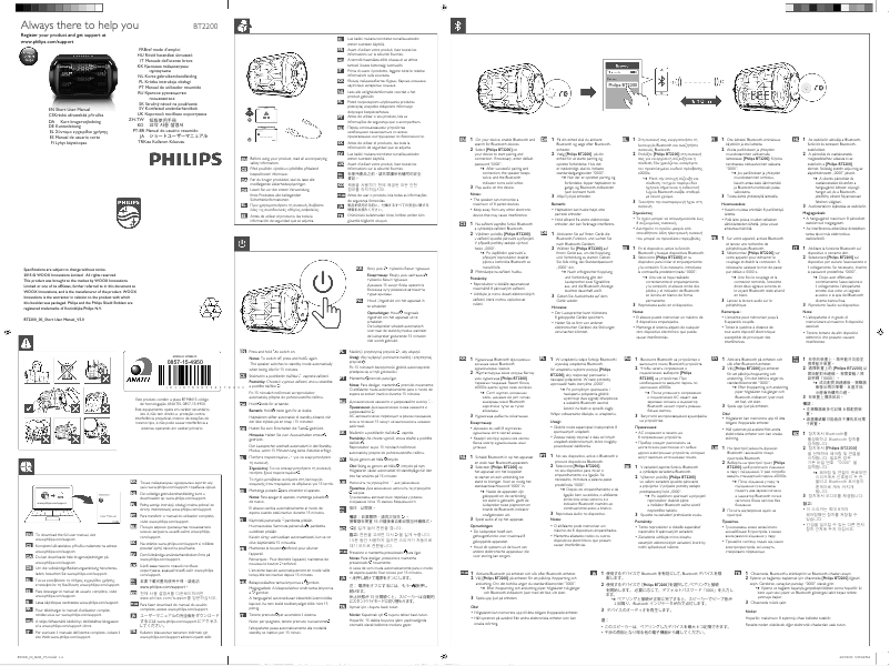 Page n°1 - Guide de démarrage rapide Philips BT2200A