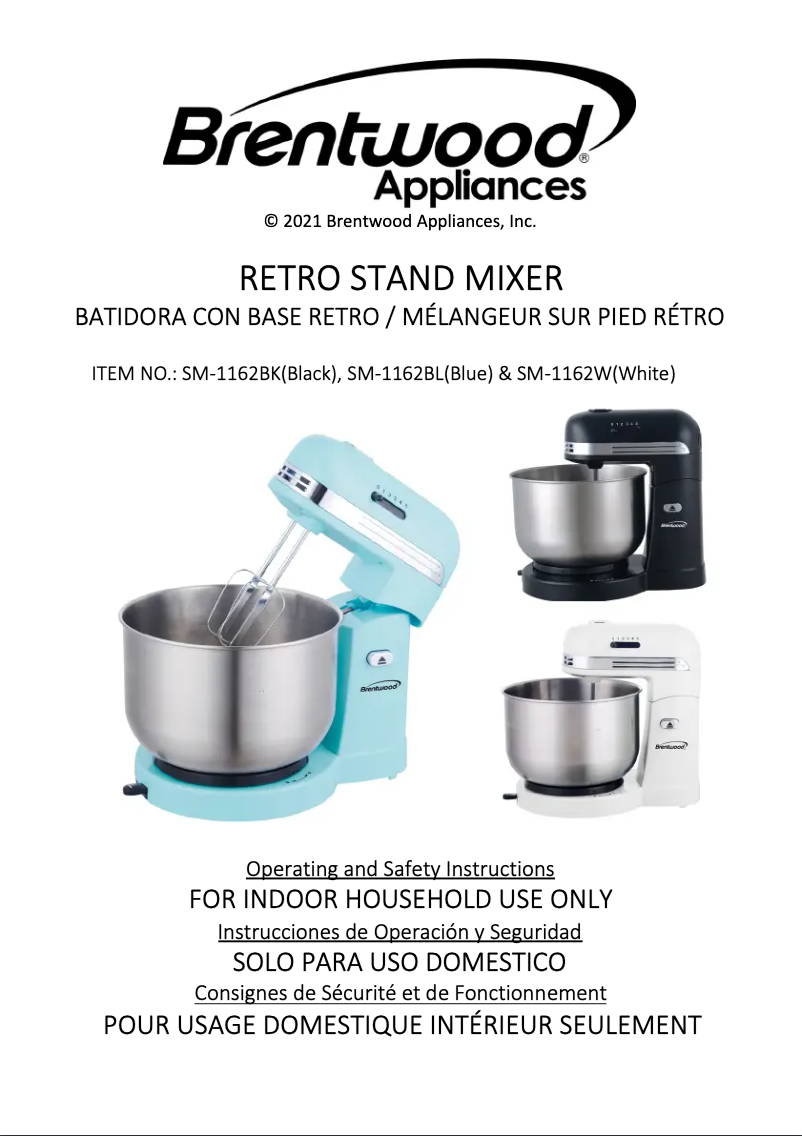 Page 1 de la notice Manuel utilisateur Brentwood SM-1162BK