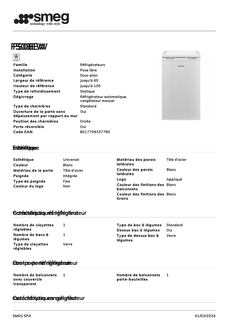 Image de la première page du manuel de l'appareil FS08EW