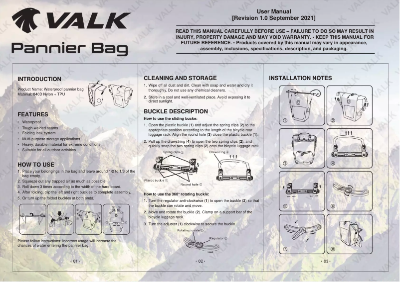 Imagen de la primera página del manual del dispositivo VL-PN31-BK
