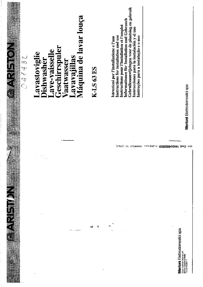 Page n°1 - Manuel utilisateur Ariston Thermo K-LS63ES