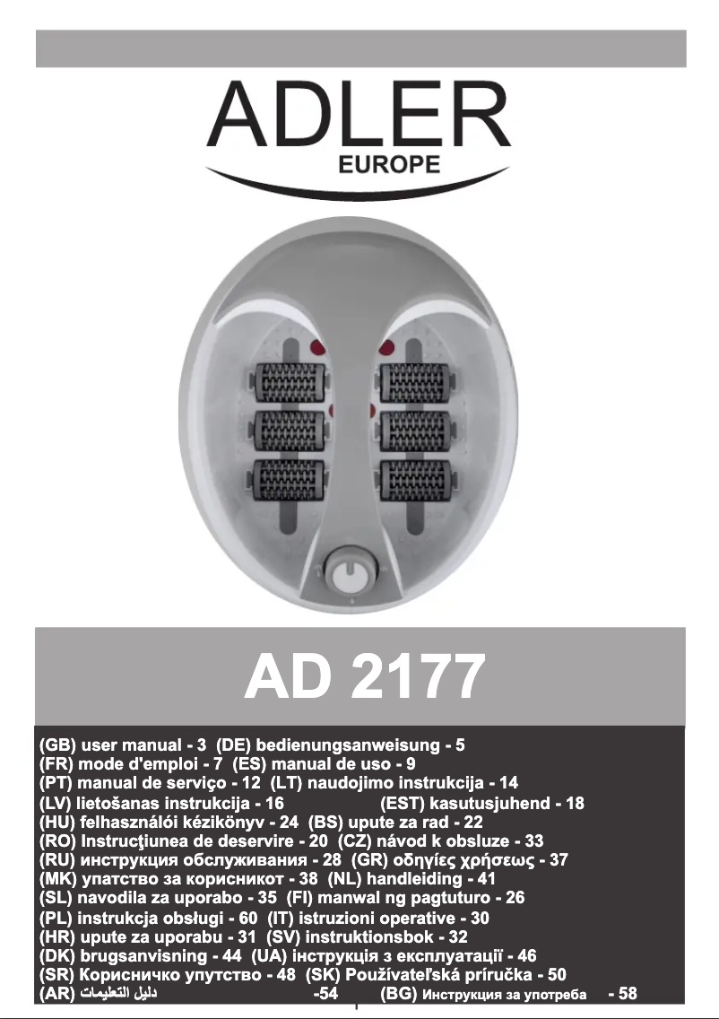 Page n°1 - Manuel utilisateur Adler AD 2177