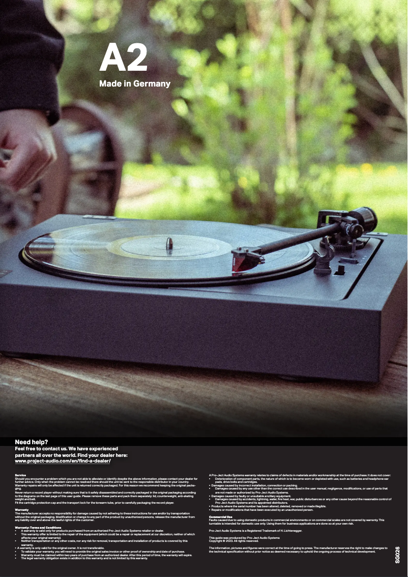 First page image of the manual for A2