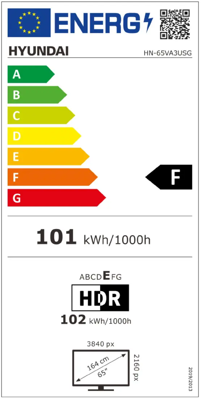 Page 1 de la notice Label énergétique Hyundai HN-65VA3USG