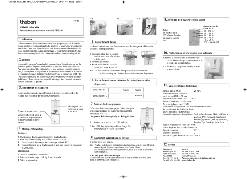 Image de la première page du manuel de l'appareil CHEOPS drive KNX