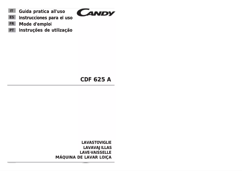 Page n°1 - Manuel utilisateur Candy CDF 625 A-01