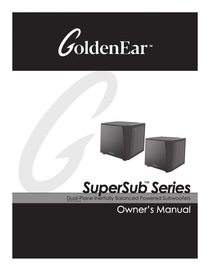 Page n°1 - Manuel utilisateur GoldenEar SuperSub X