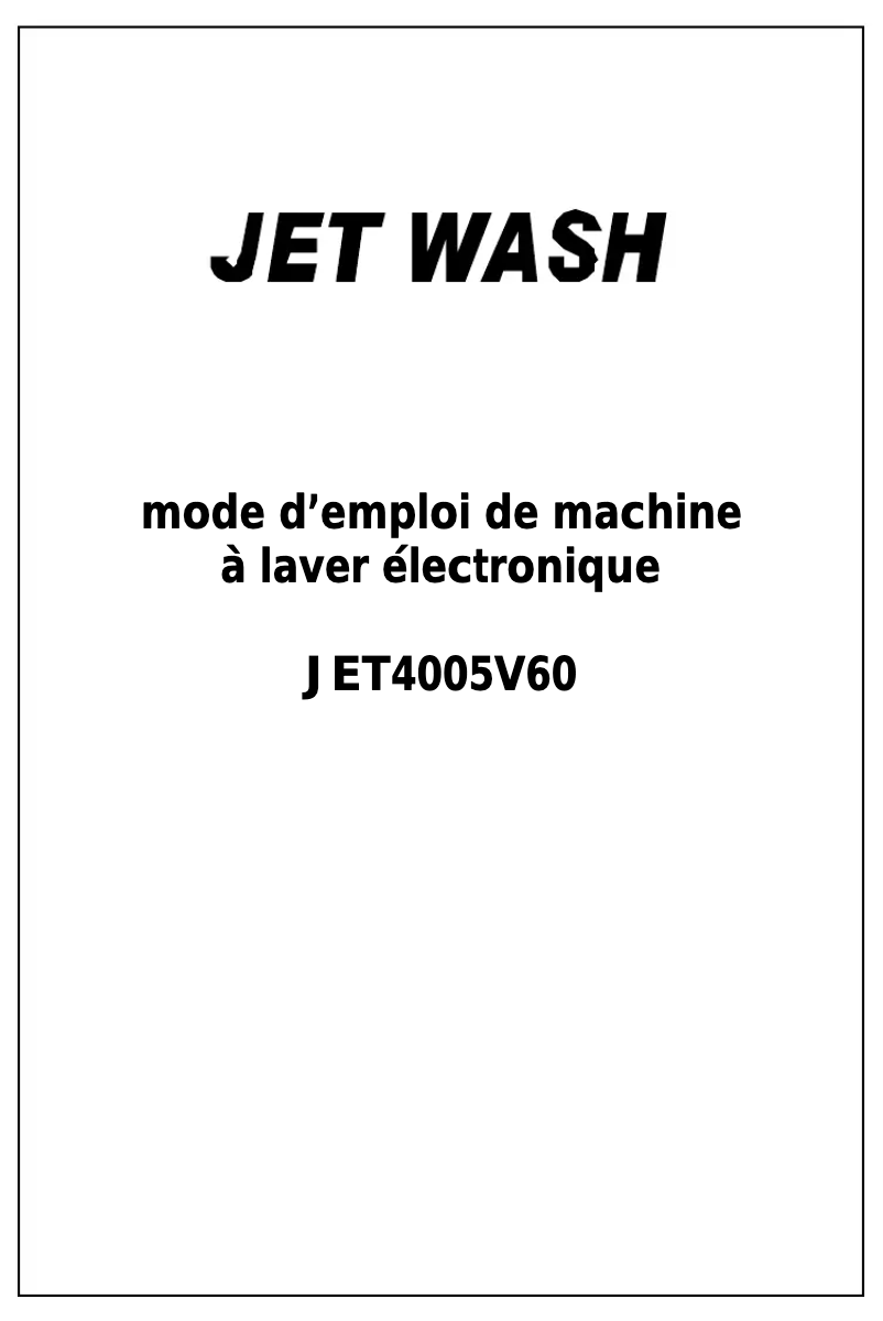Image de la première page du manuel de l'appareil JET4005V60