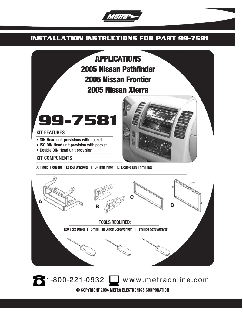 Page n°1 - Guide d'installation Metra 99-7581