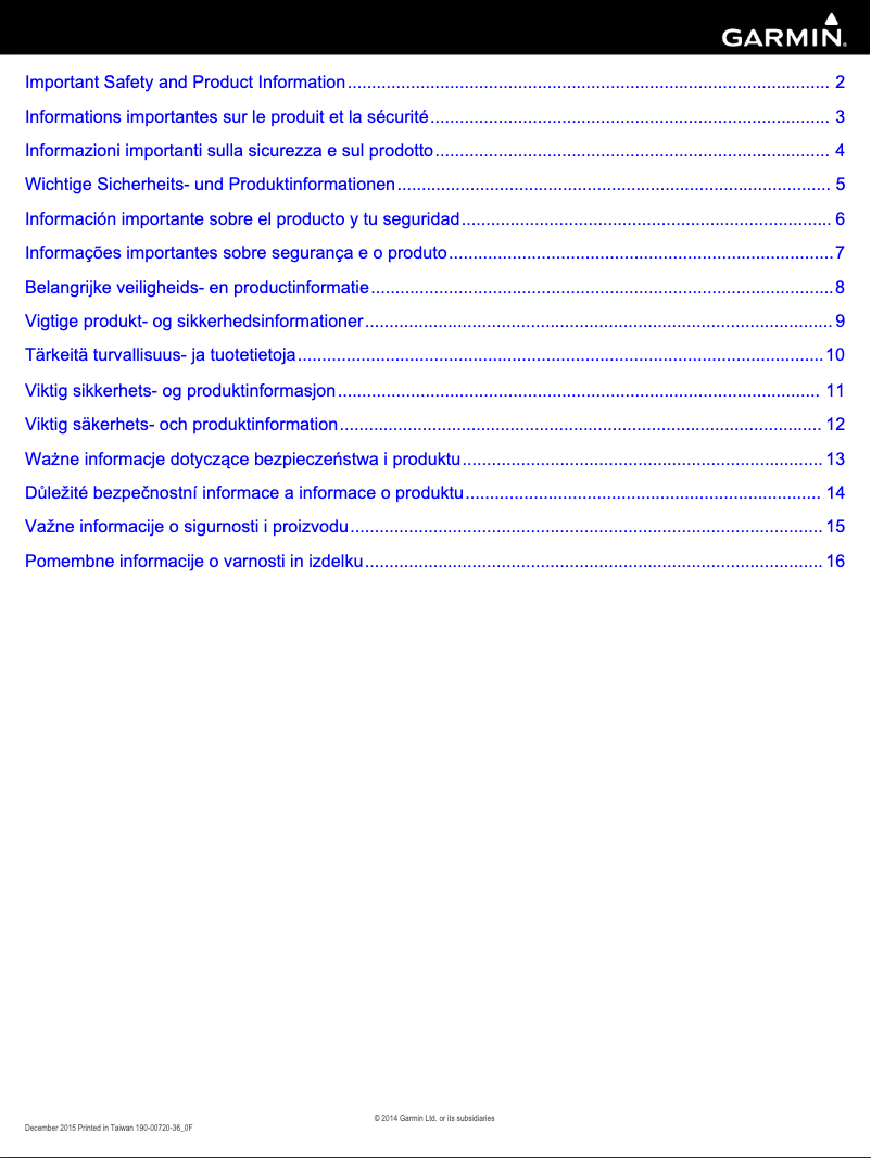 Page n°1 - Manuel utilisateur Garmin Vivofit 1