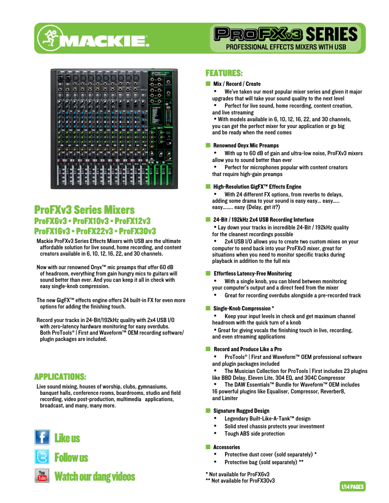 Image de la première page du manuel de l'appareil ProFX10v3