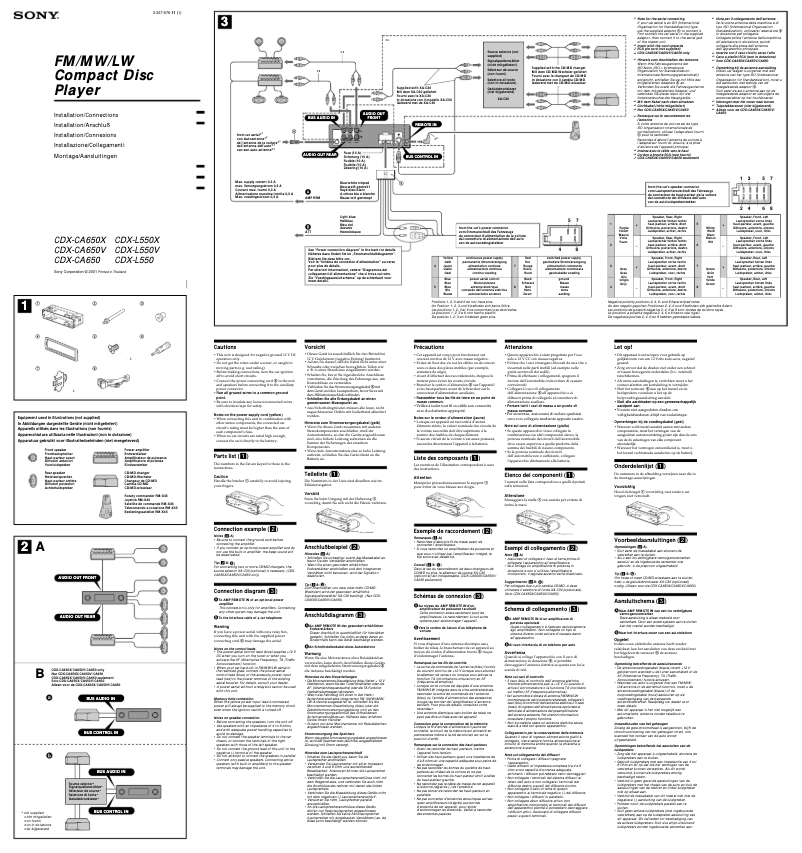 Image de la première page du manuel de l'appareil CDX-L550V