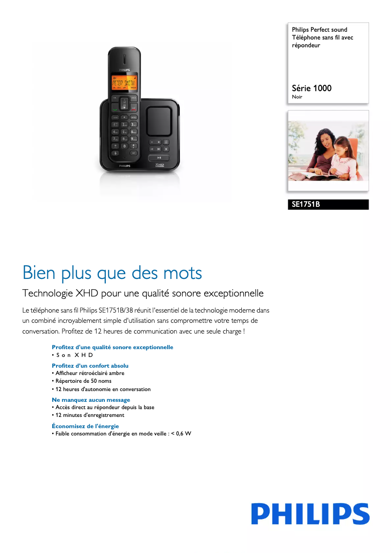 Página 1 del manual Ficha técnica Philips Perfect sound SE1751B