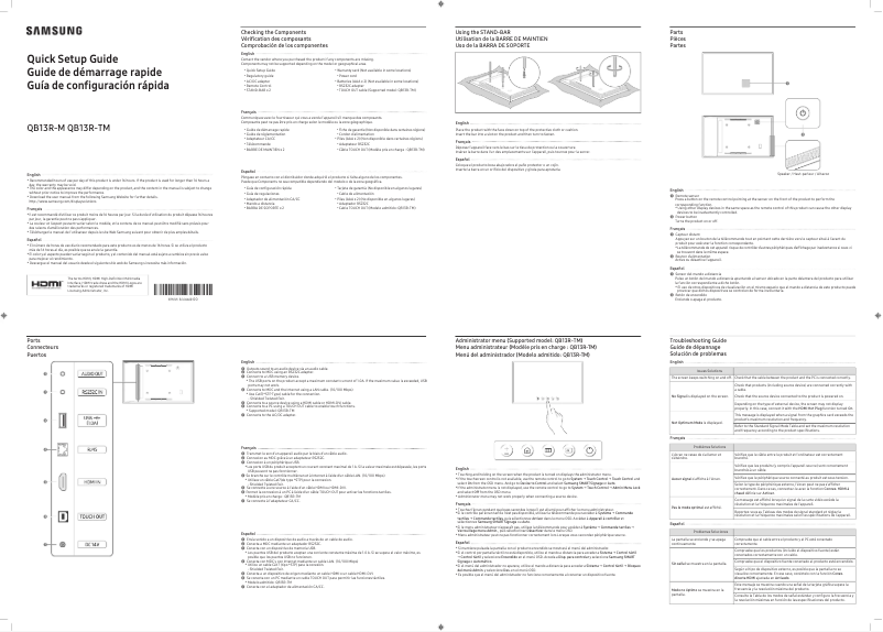Page n°1 - Guide de démarrage rapide Samsung QB13R-M