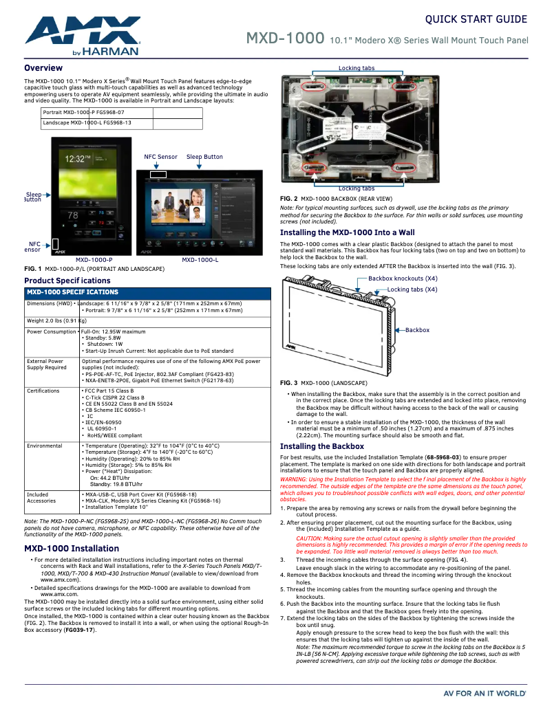 Page n°1 - Manuel utilisateur AMX MXD-1000