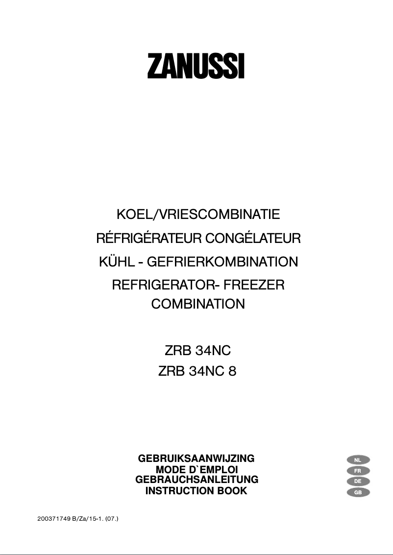 Image de la première page du manuel de l'appareil ZRB 34 nc