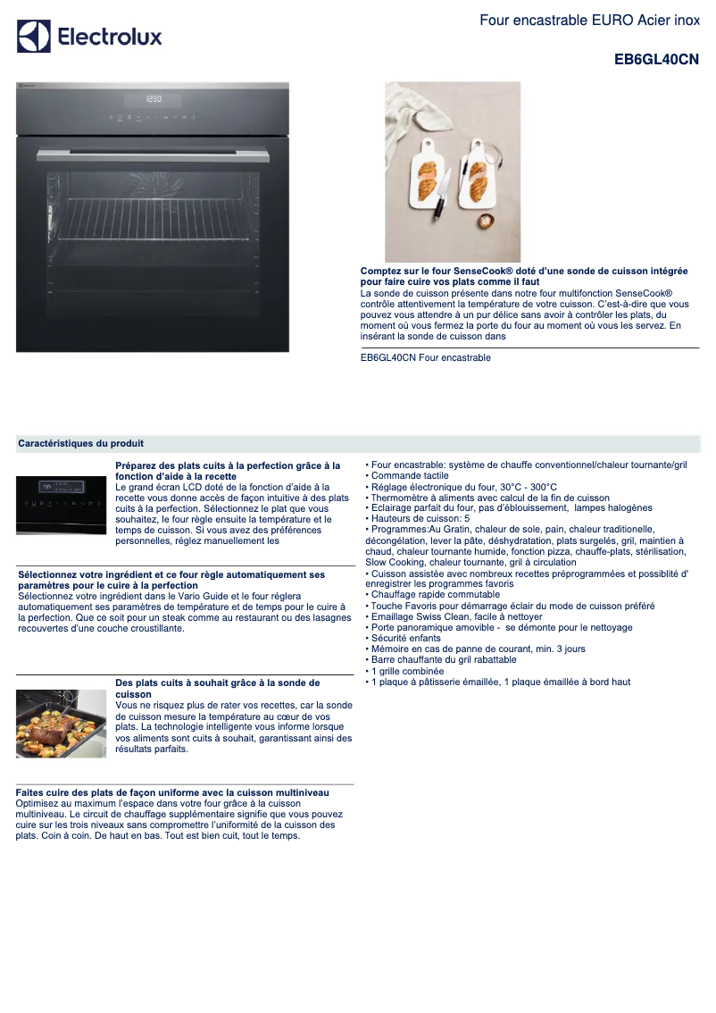 Page n°1 - Fiche technique Electrolux EB6GL40CN