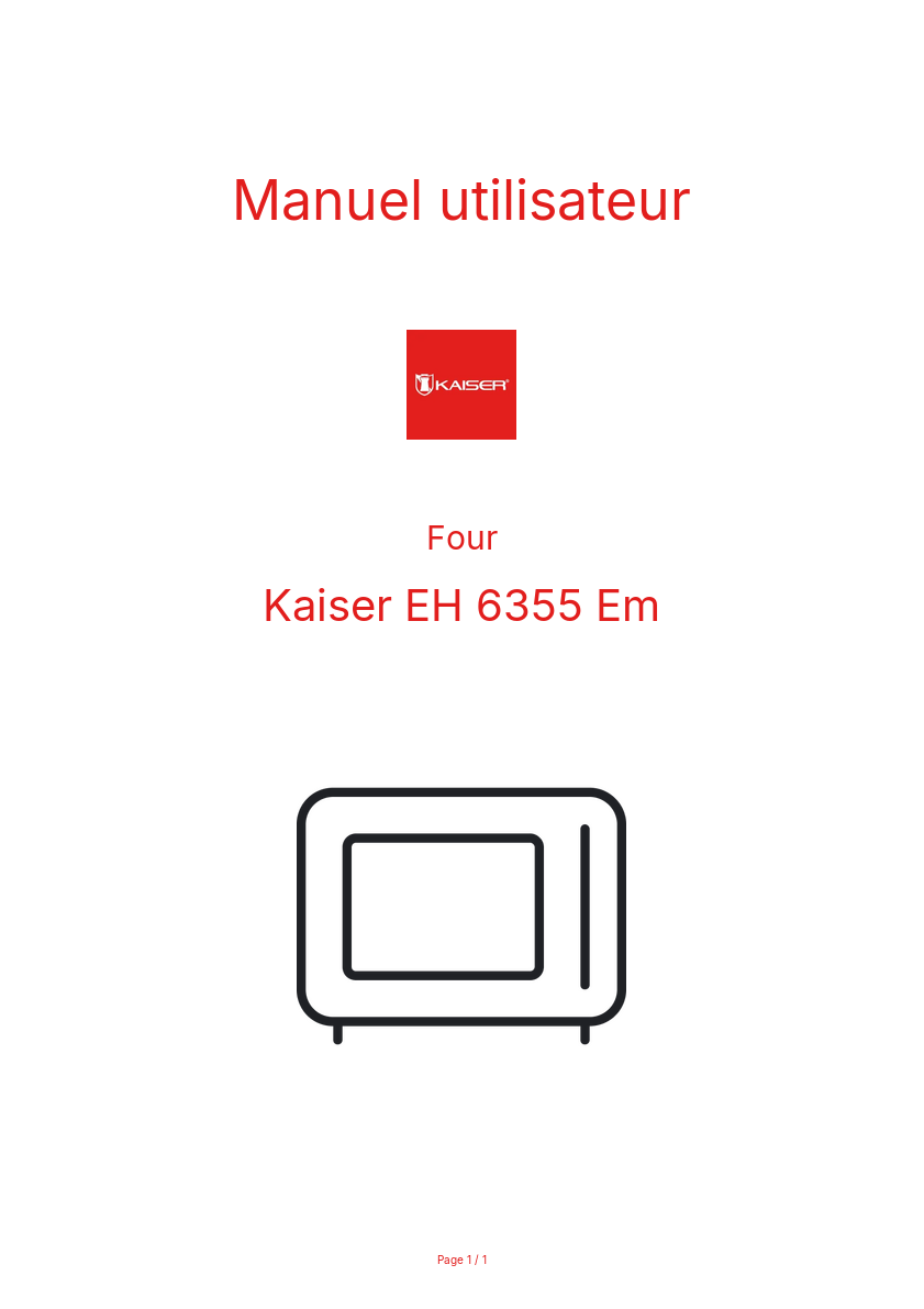 Page n°1 - Manuel utilisateur Kaiser EH 6355 Em