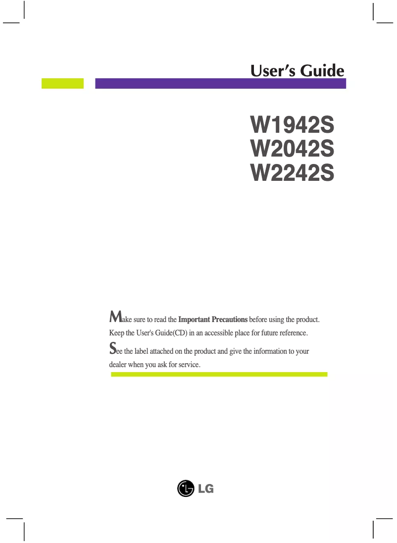 Page n°1 - Manuel utilisateur LG W2042S-SF