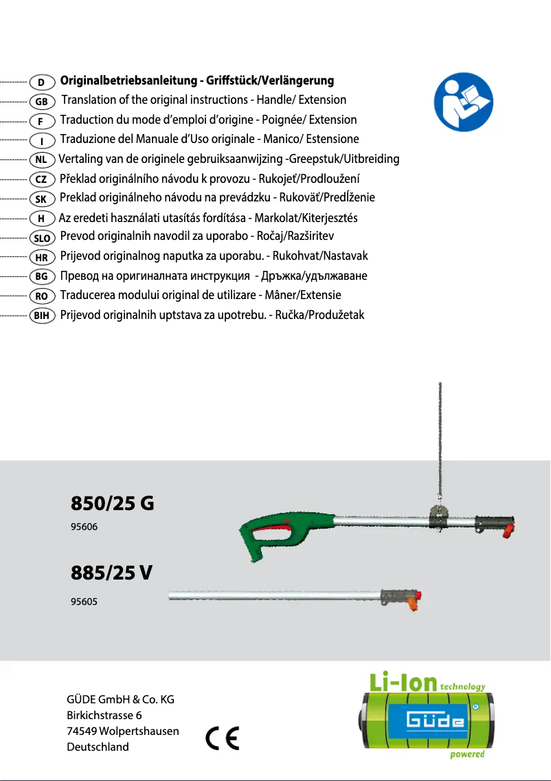 Imagen de la primera página del manual del dispositivo Handle 850/25 G
