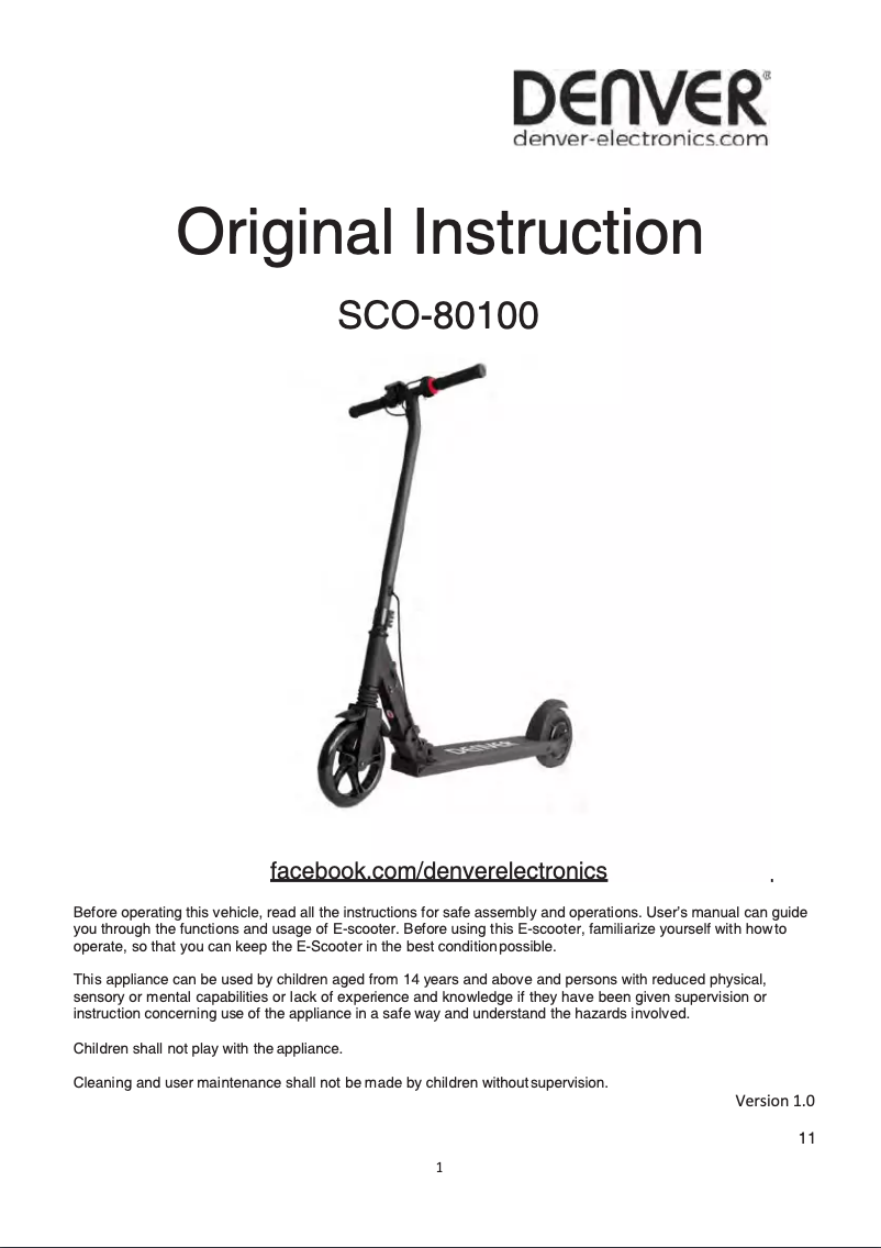 Página 1 del manual Manual de usuario Denver SCO-80100