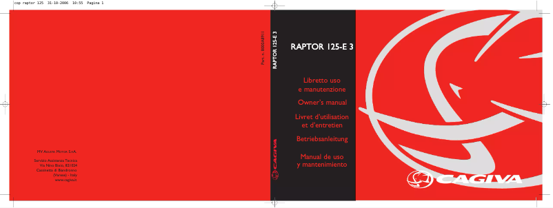 Page 1 de la notice Manuel utilisateur Cagiva Raptor 125 (2008)