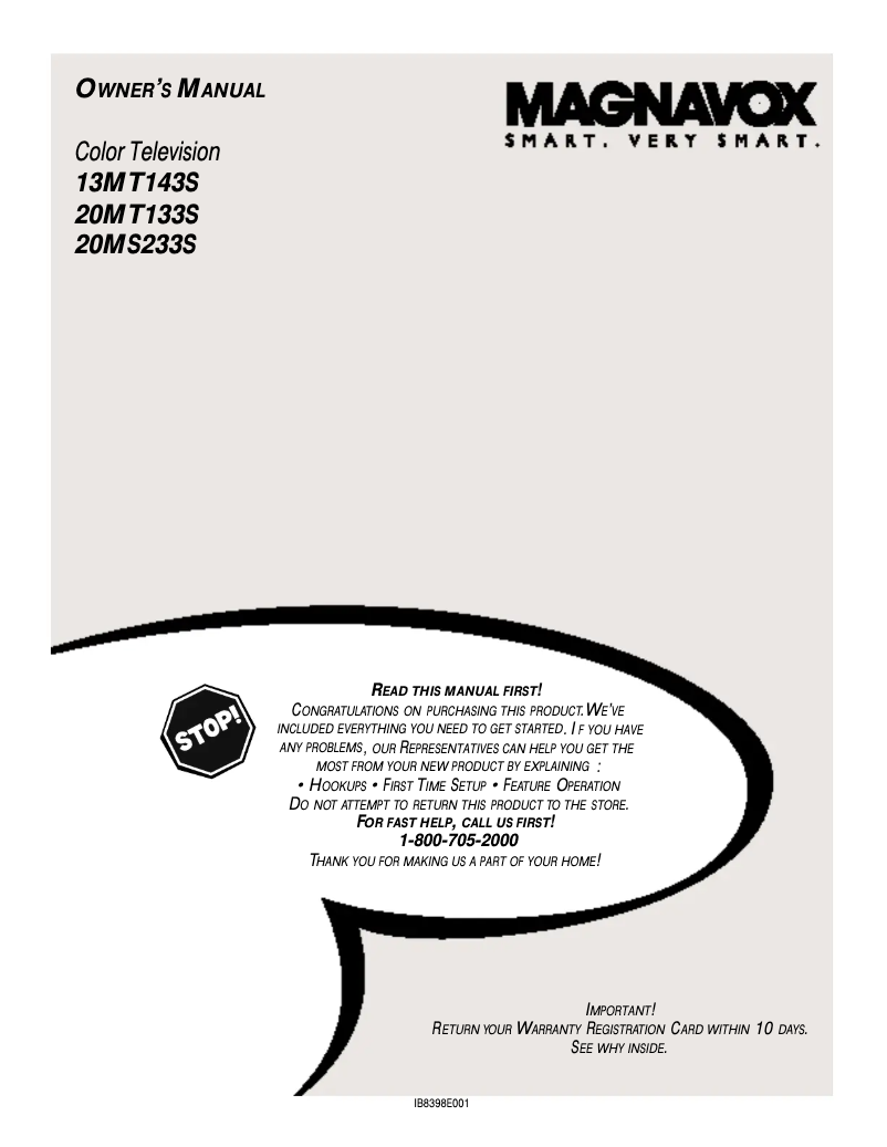 Page n°1 - Manuel utilisateur Philips 20MT133S