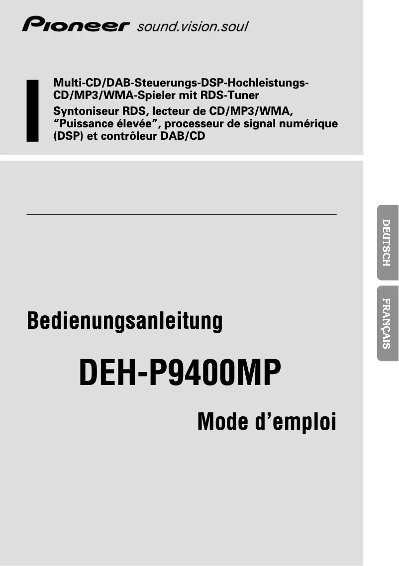 Page n°1 - Manuel utilisateur Pioneer DEH-P9400MP