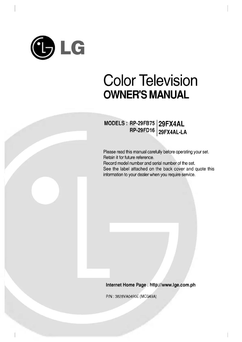 Page 1 de la notice Manuel utilisateur LG 29FX4AL