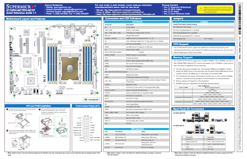 Image de la première page du manuel de l'appareil X11SPH-nCTPF