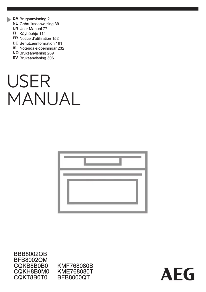 Page 1 de la notice Manuel utilisateur AEG KME768080T