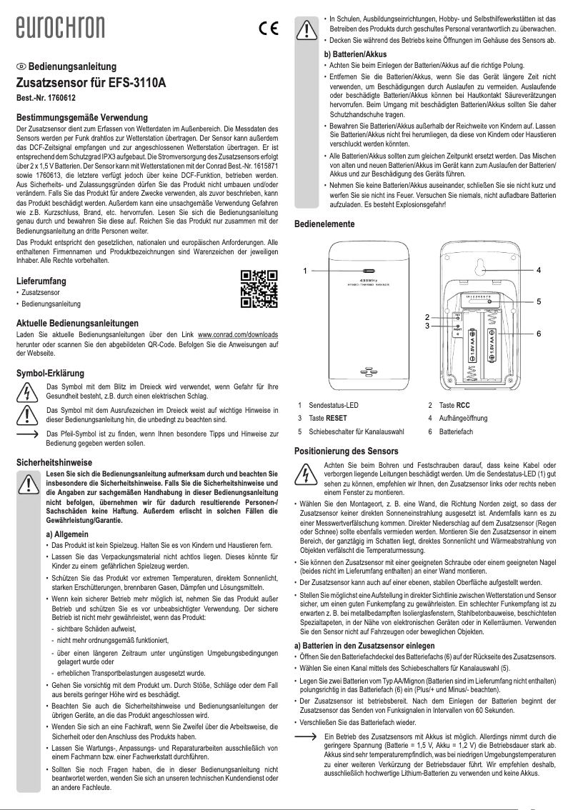Page n°1 - Manuel utilisateur Eurochron EFS 3110A