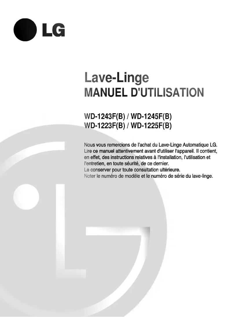 Page n°1 - Manuel utilisateur LG WD-1245FB