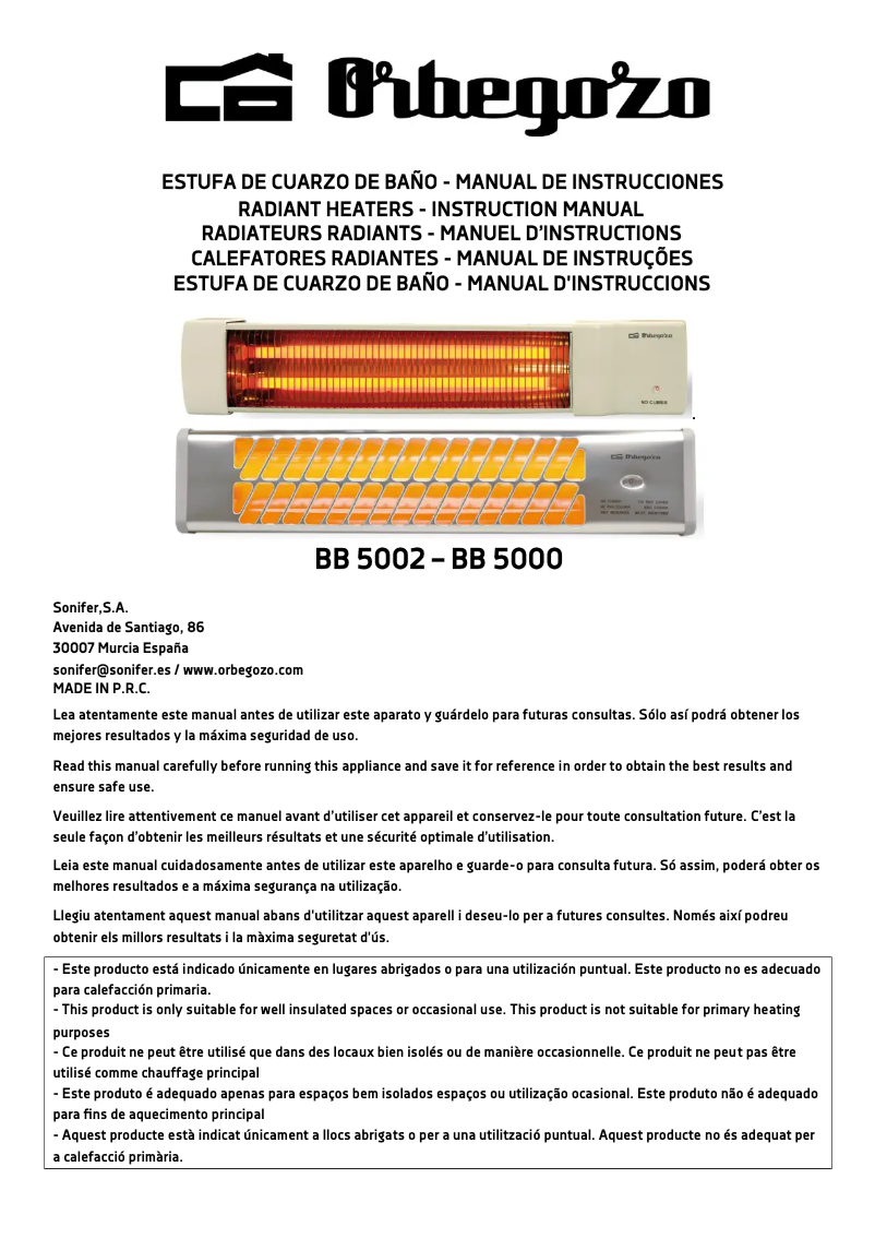 Page 1 of the manual User Manual Orbegozo BB 5000