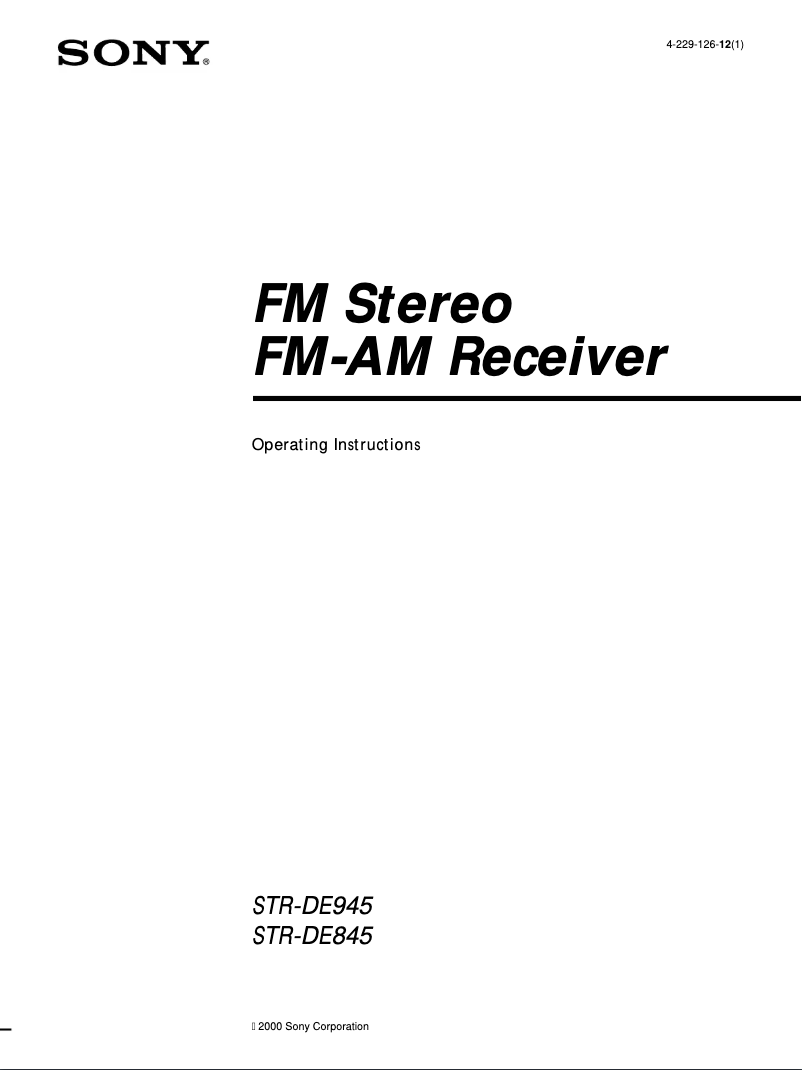 Image de la première page du manuel de l'appareil STR-DE845