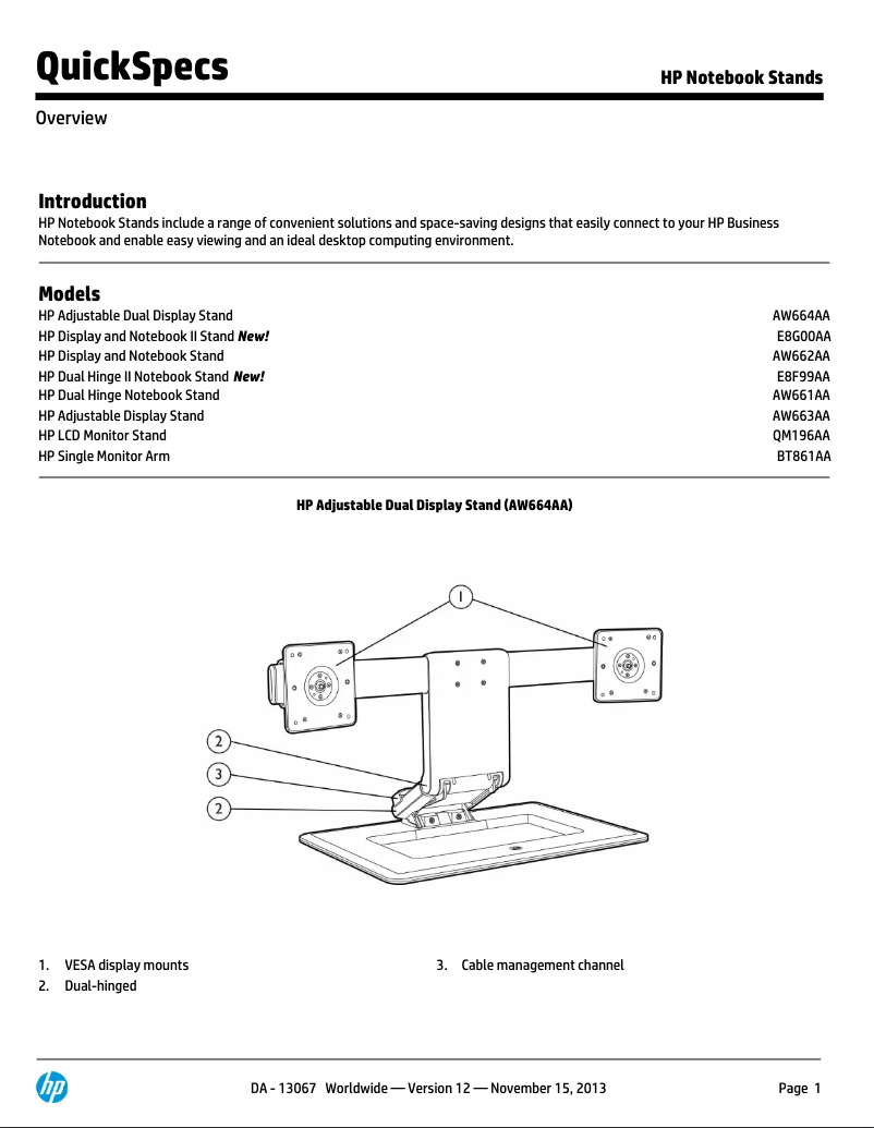 Image de la première page du manuel de l'appareil Adjustable Dual Display Stand