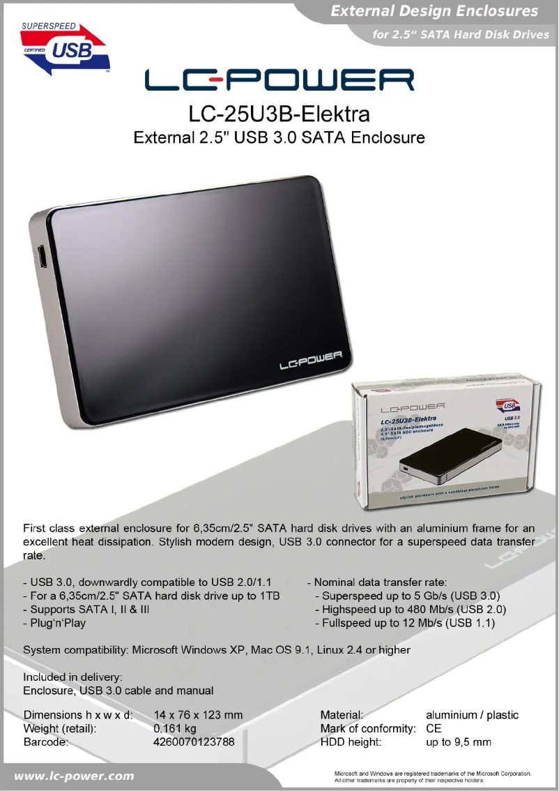 Page n°1 - Fiche technique LC-Power LC-25U3B-Elektra